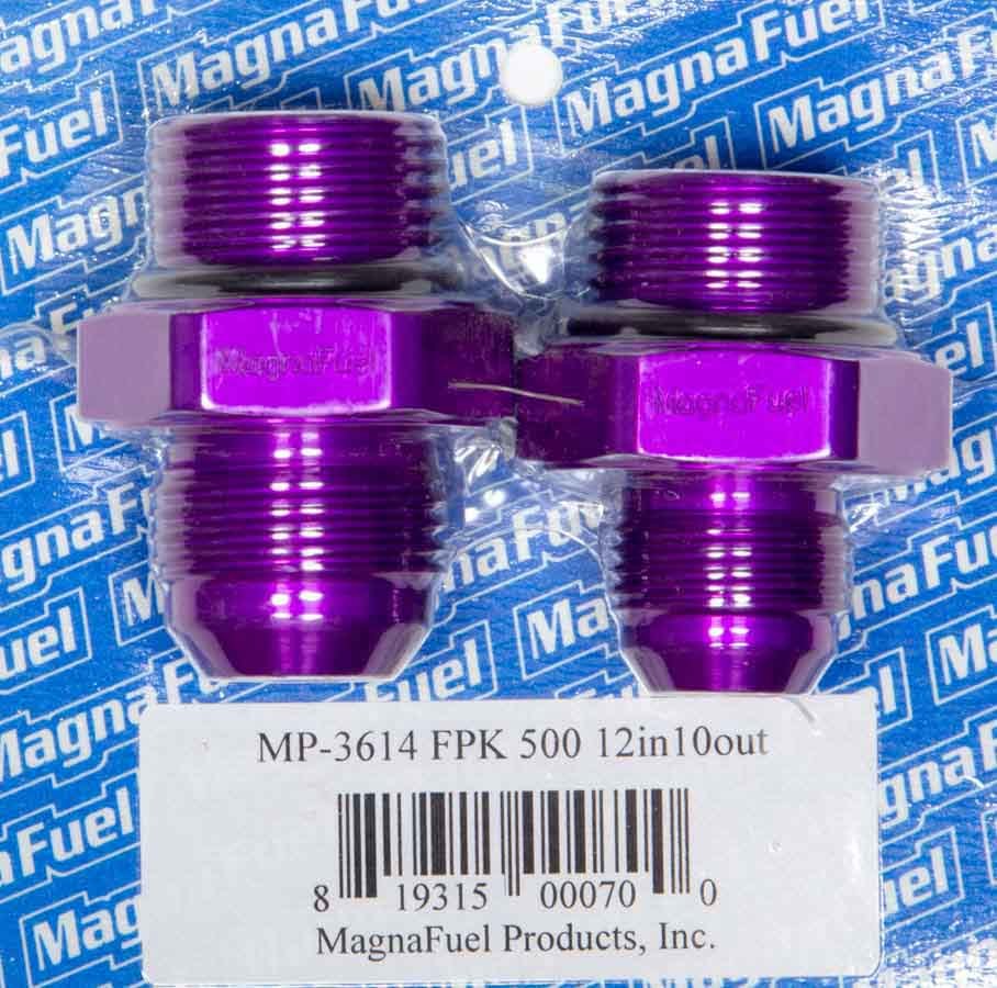 MagnaFuel MP-3614 Fuel Pump Fitting Kit for 500 Series Pumps, Aluminum, Purple Anodized, 12 AN and 10 AN Male Fittings