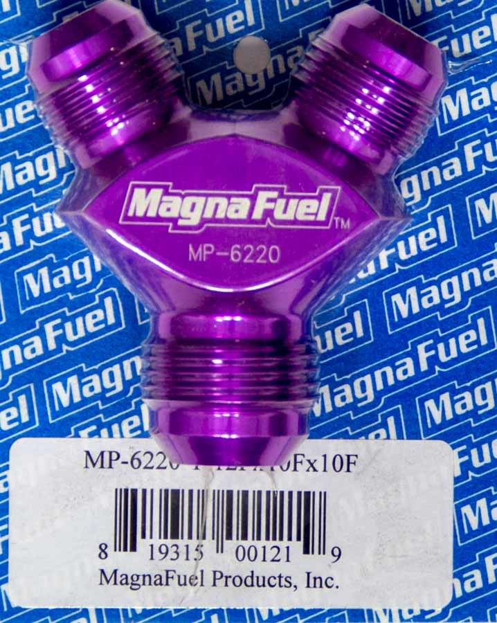 MagnaFlow Fuel Systems MP-6220 Y Fitting with 12 AN Male Inlet and Dual 10 AN Male Outlets in Aluminum Purple Anodized