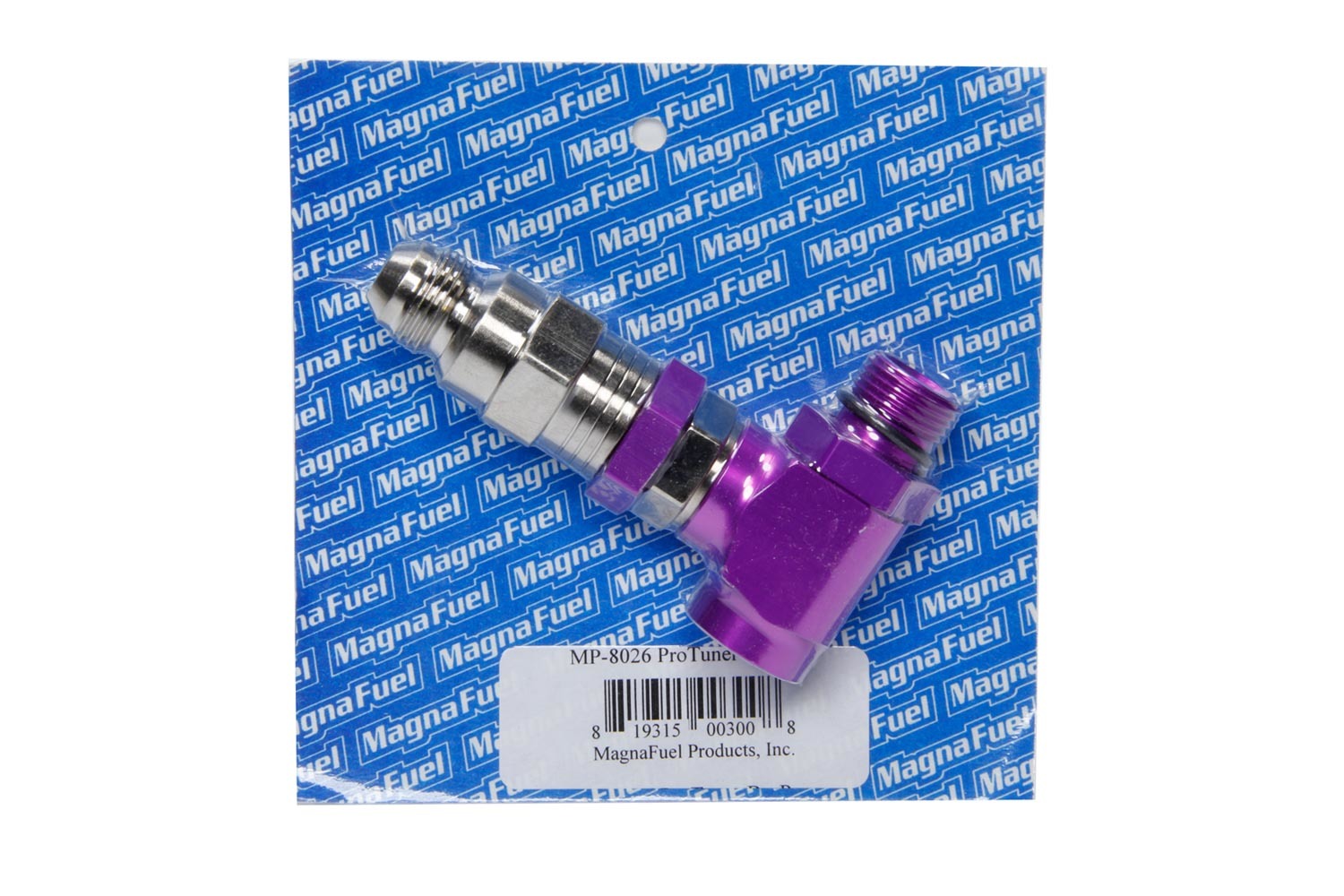 MagnaFuel MP-8026 Adjustable Fuel Bypass Valve with Fittings and Coupler, 18 to 35 PSI, Aluminum, Purple and Zinc Anodized