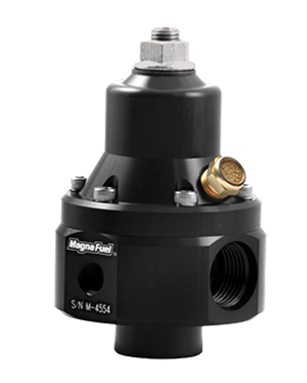MagnaFuel ProStar EFI Fuel Pressure Regulator MP-9950-BLK with 35 to 85 PSI Adjustment and 8 AN O-Ring Fittings