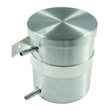 Mr. Gasket MRG1350 Cooling Tank with 3/8 Inch Hose Barb Inlet and Outlet, Aluminum, Brushed Finish, 5 Inch Diameter, 6.25 Inch Tall