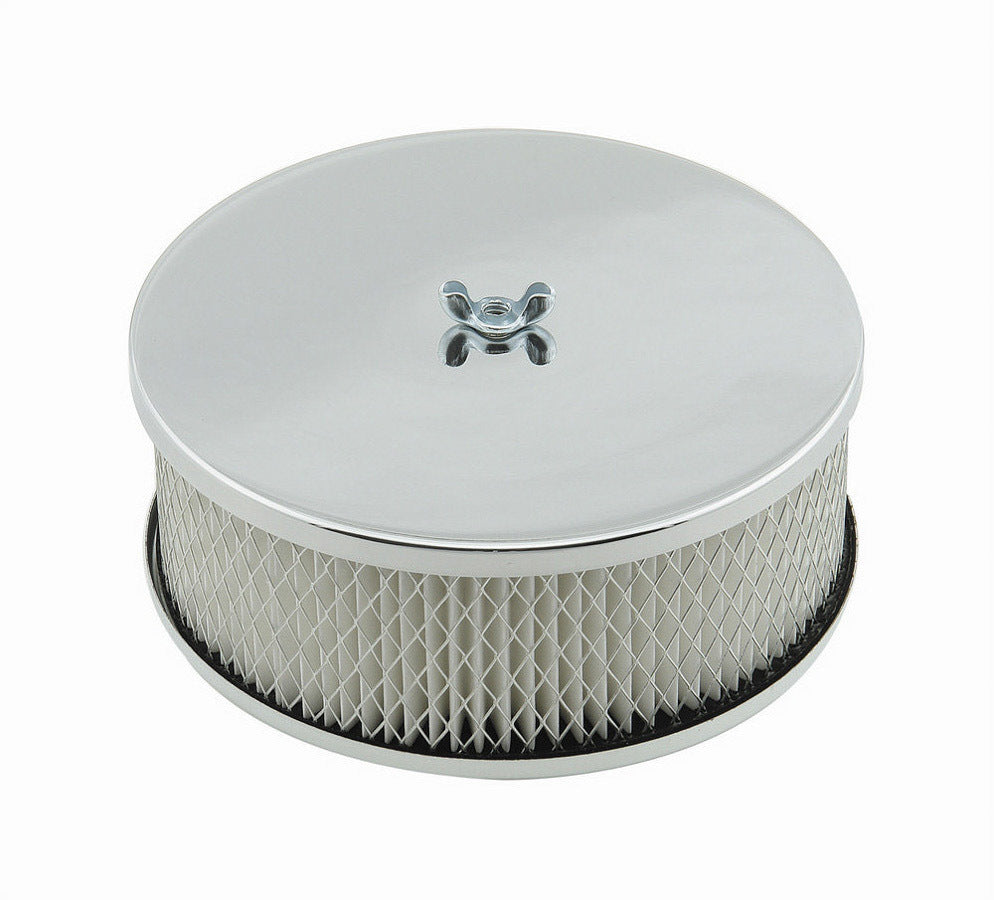 MR. GASKET 1485 6.5-Inch Chrome Air Cleaner Assembly with Raised Base and Steel Construction