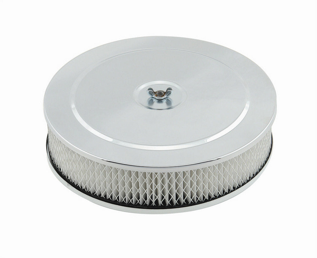 Mr. Gasket 1487 9-Inch Chrome Air Cleaner Assembly with 2-Inch Element and Raised Steel Base