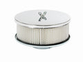MR. GASKET 1490 2-Barrel Chrome Air Cleaner Assembly with 6.5 Inch Round Filter and Steel Raised Base