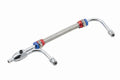 MR. GASKET Carburetor Fuel Line 1556G with 3/8 Inch Hose Barb Inlet and Dual 5/8-18 Inch Inverted Flare Male Outlets, Adjustable Braided Stainless Steel, Chrome, Blue, Red for Holley 4150 and 4160 Series
