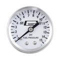 MR. GASKET Fuel Pressure Gauge 0-15 PSI Mechanical Analog 1-1/2 Inch White Face with 1/8 Inch NPT Port