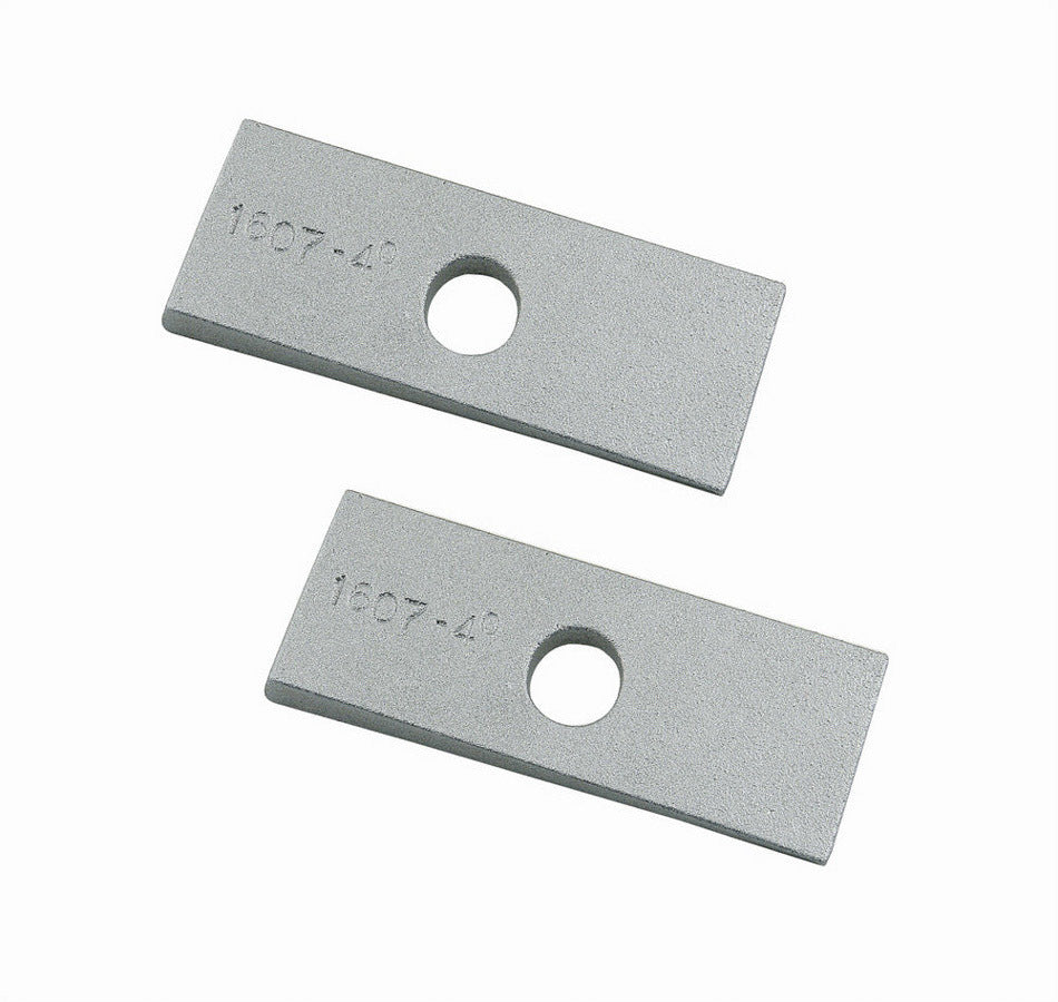 Mr. Gasket Leaf Spring Shim 1607, 4 Degree, 2 Inch Width, Aluminum, Natural Finish, Pair