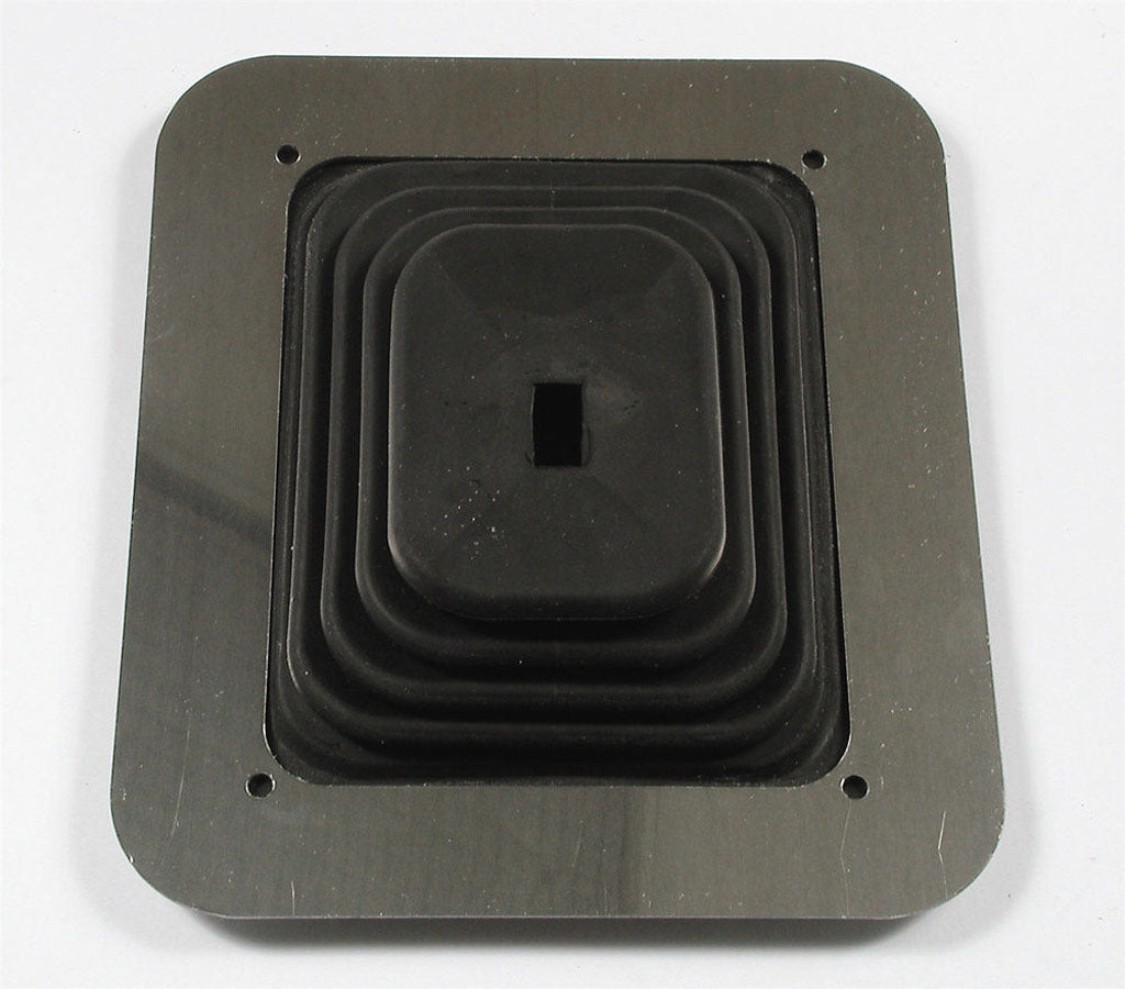 MR. GASKET MRG1652 Large Square Shifter Boot for 3/4 Speed Shifters, Rubber and Steel, Black and Chrome Finish