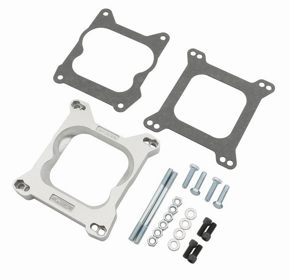 MR. GASKET Carburetor Adapter 1932 for Square Bore to Spread Bore Applications, 0.75 Inch Thickness, Aluminum, Natural Finish