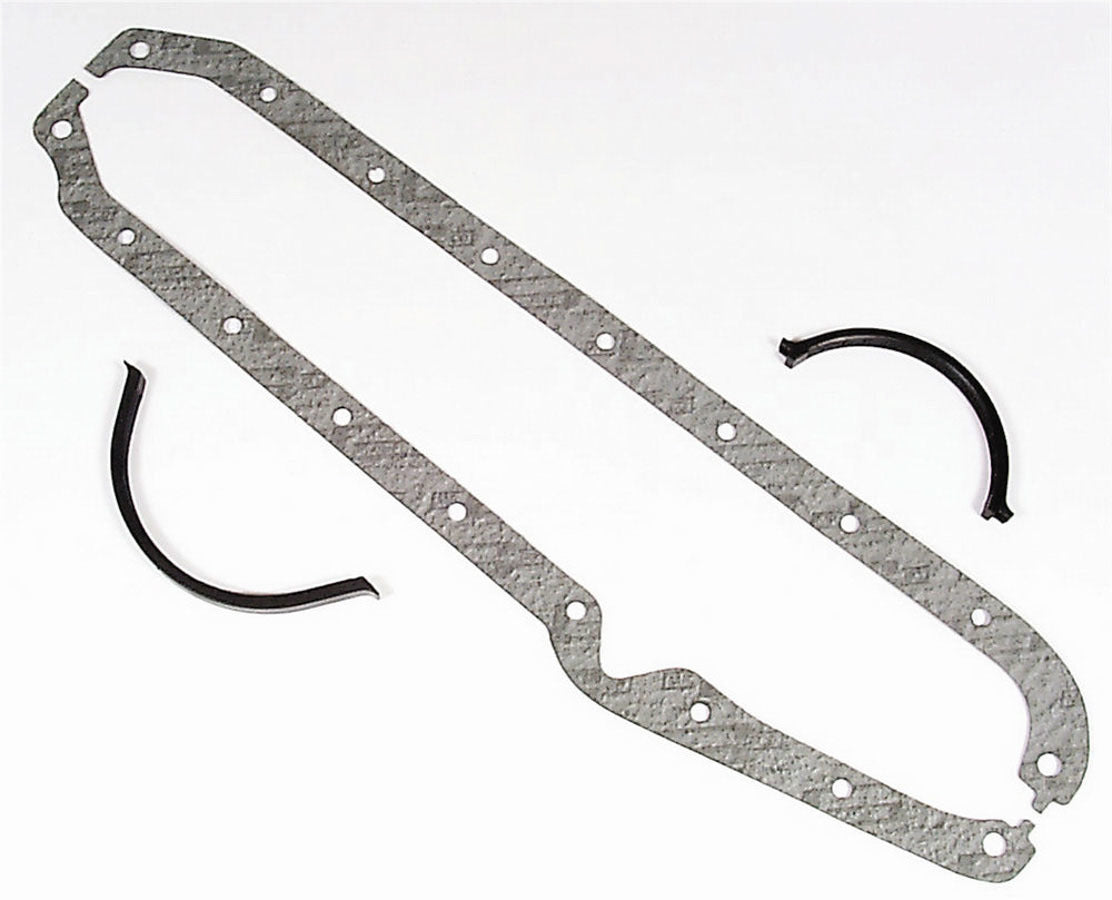 MR. GASKET 196 Oil Pan Gasket for Small Block Chevy, 0.062 Inch Thickness, Multi-Piece Fiber Design