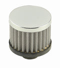 MR. GASKET 2049 Open Element V. Breather, 1-1/4 Inch Round Steel Chrome Push-In Reusable Breather