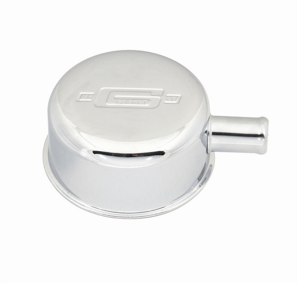 MR. GASKET Vc Breather with Pcv Hook U, Steel Chrome Finish, 1-1/4 Inch Round Push-In Design