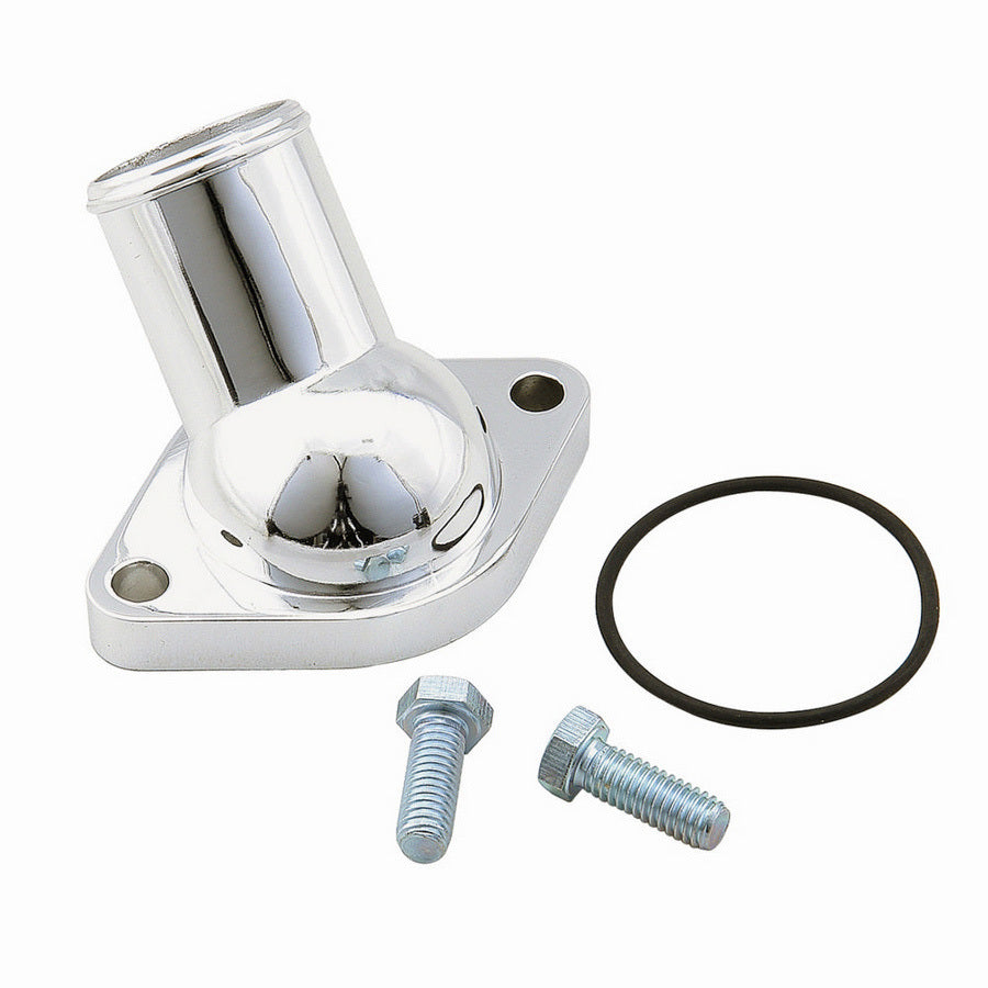 MR. GASKET 2660 Chrome Water Neck with O-Ring, 45 Degree, 1-1/2 Inch ID Hose, Steel Construction