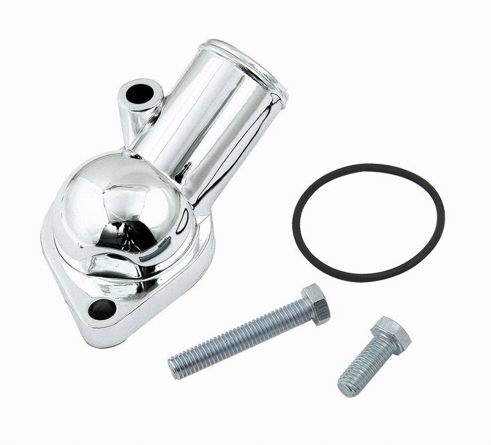 Mr. Gasket 2661 Water Neck with O-Ring for Chevy V8 - 75 Degree, Chrome Finish, 1-1/2 Inch ID Hose Connection