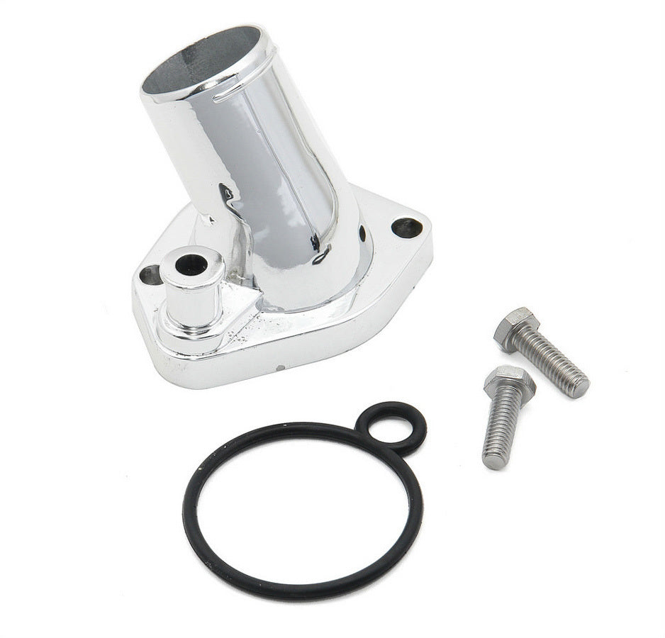 MR. GASKET 2662 Water Neck with 45 Degree Bend, 1-1/2 Inch ID Hose, Chrome Finish, Steel Construction, Small Block Ford Application
