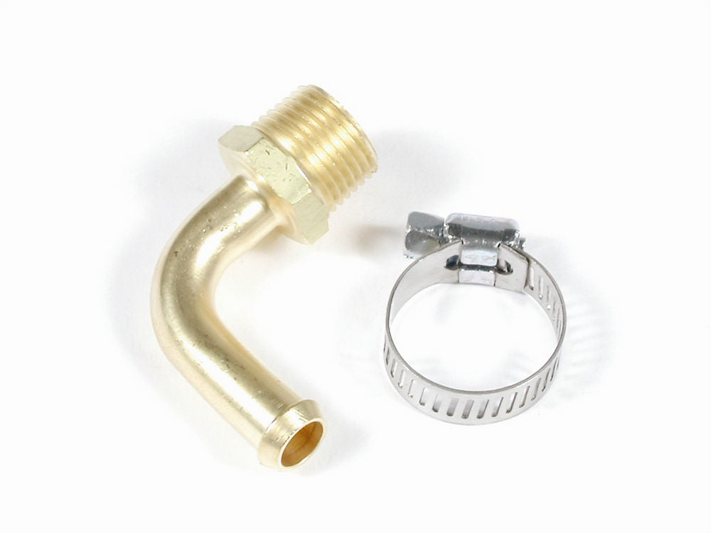Mr. Gasket 2966 90 Degree Brass Fuel Fitting Adapter, 3/8 Inch NPT Male to 3/8 Inch Hose Barb