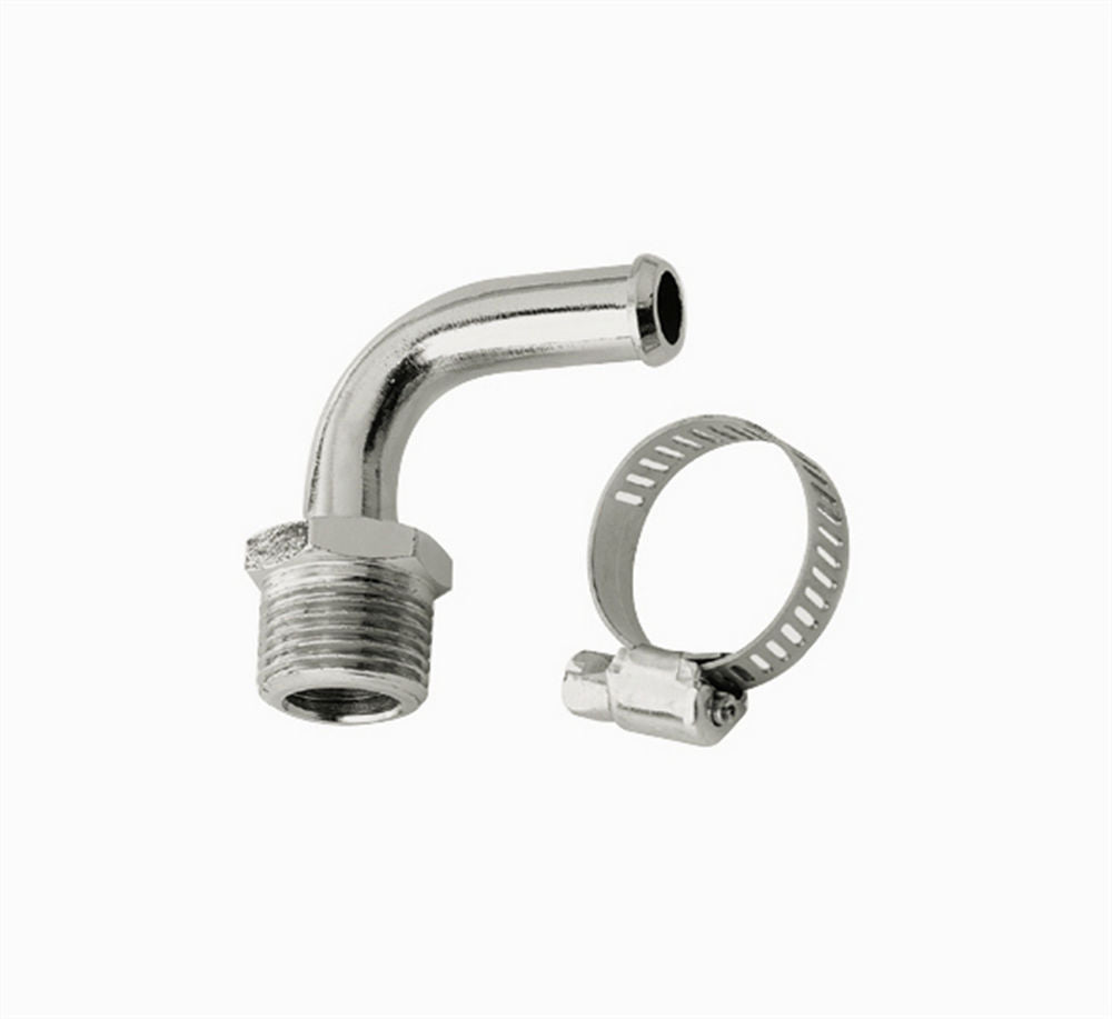 Mr. Gasket 2970G 3/8 Inch NPT 90 Degree Chrome Hose Fitting with 3/8 Inch Hose Barb