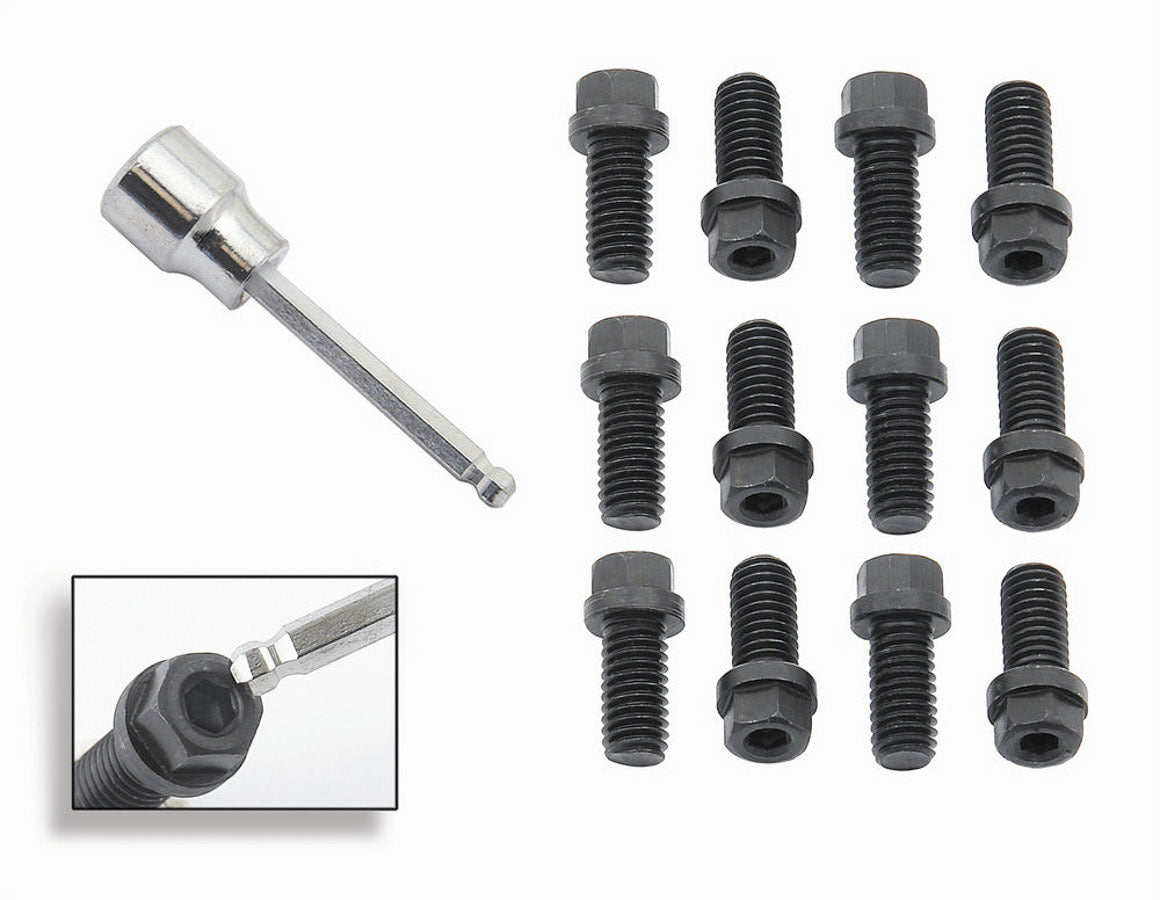 Mr. Gasket 3420G Header Bolt Set 3/8-16 x 3/4 Inch Hex and Allen Steel Black Oxide for AMC, GM, Mopar V8 Engines