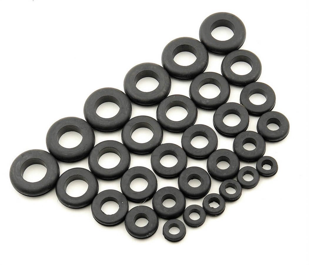 MR. GASKET Firewall Grommet Assortment Kit with Four Sizes, Rubber, Black