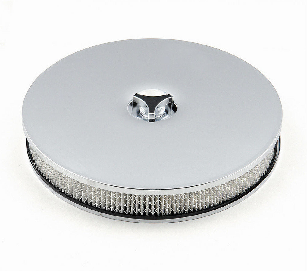 MR. GASKET 4339 14-Inch Chrome Air Cleaner Assembly with 2-Inch Element and Dropped Base