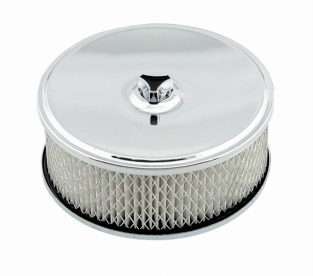 MR. GASKET 4346 6.5 Inch Chrome Air Cleaner Assembly with 2.438 Inch Element and Flat Steel Base