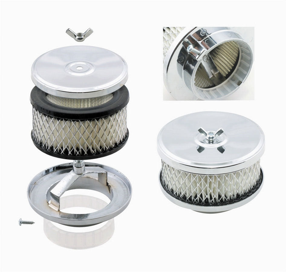 MR. GASKET 4354 4-Inch Chrome Air Cleaner Assembly with Deep Dish Design