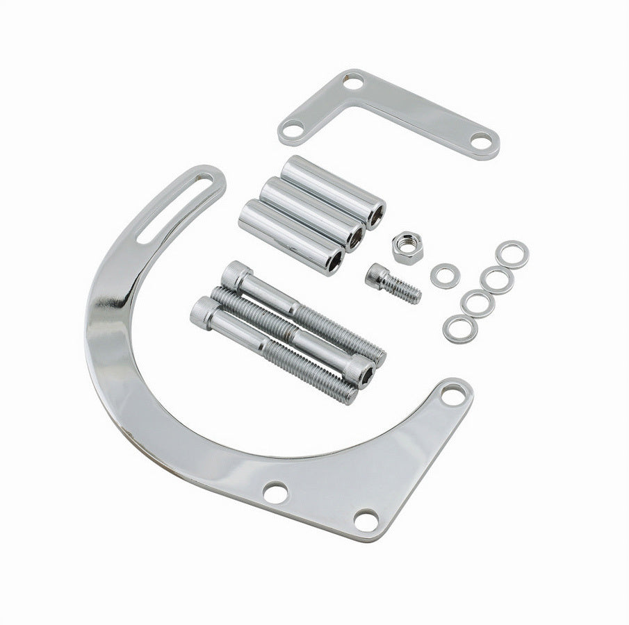 MR. GASKET 5179 Low Mount Alternator Bracket for Small Block Chevy, Driver Side, Chrome Steel, Short Water Pump