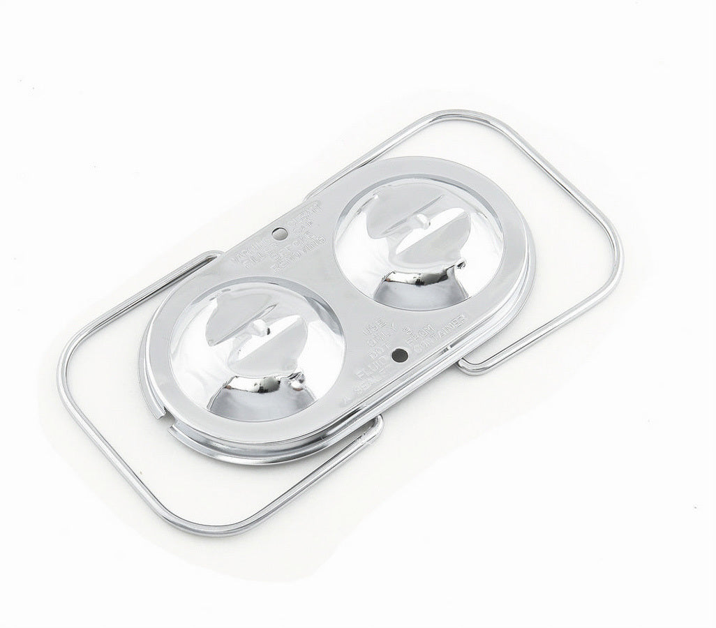 MR. GASKET Master Cylinder Cap for Chevrolet Corvette, Dual Bail, Chrome Steel, 3 x 5.75 Inches
