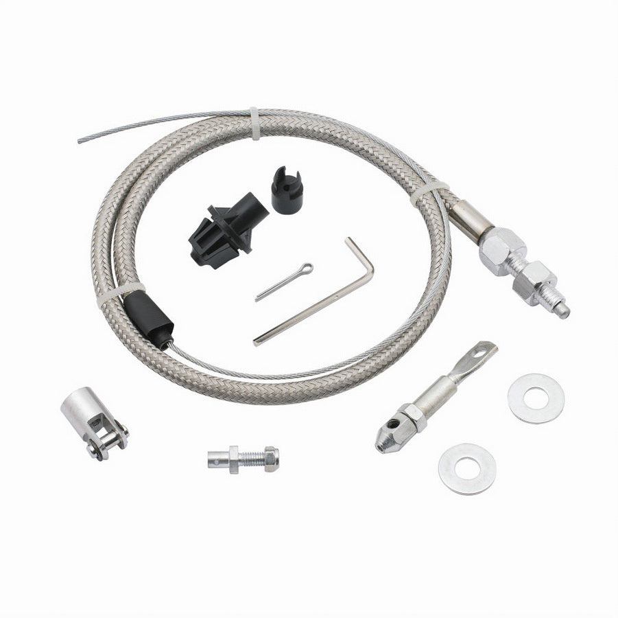 MR. GASKET Throttle Cable Kit 5657 with Steel Braided Construction, 36 Inch Length, Firewall Mount