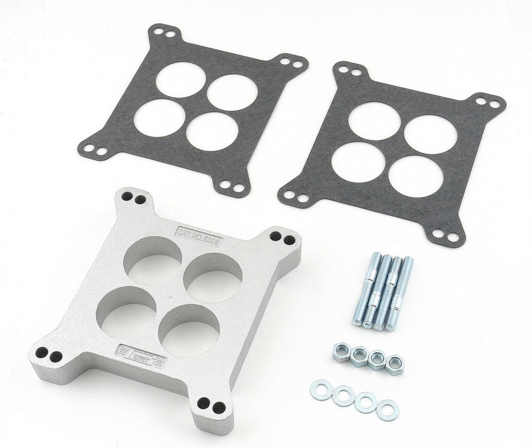 Mr. Gasket 6006 Carburetor Spacer 1 Inch Thick, 4 Hole, Aluminum, Square Bore with Gaskets and Hardware