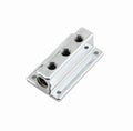 Mr. Gasket 6151MRG Fuel Log Block with T Style Fittings, Aluminum Chrome Finish, 3/8 Inch NPT Inlet and Three 1/4 Inch NPT Outlets