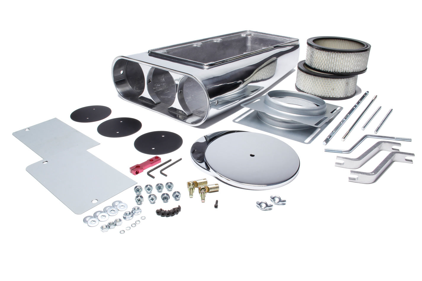 MR. GASKET MRG6650G Street Scoop Dual 4-Barrel Carbs Air Cleaner Assembly, 20 Inch Length, Aluminum Polished Finish