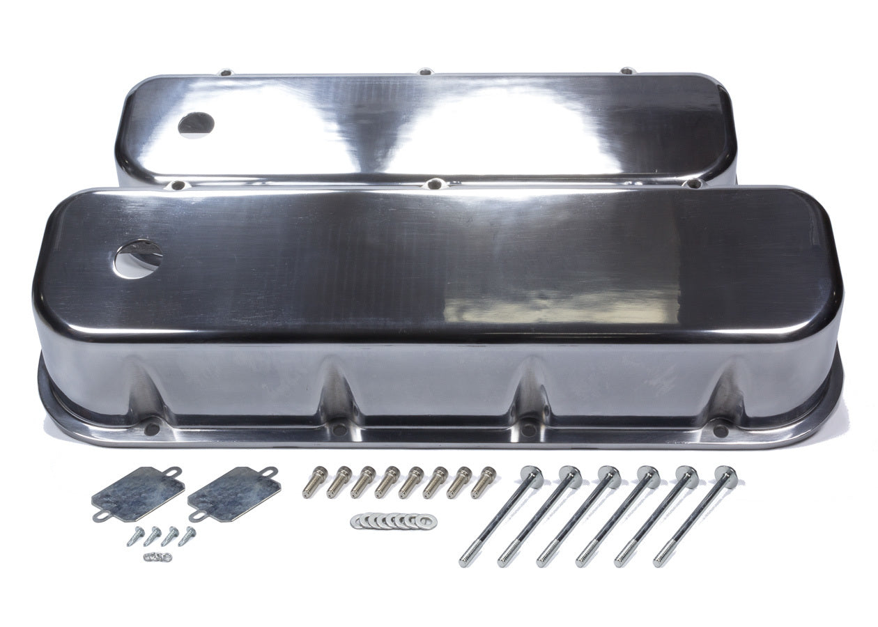 MR. GASKET 6858G Big Block Chevy Cast Aluminum Tall Valve Cover Set with Breather Holes, Polished Finish, Hardware Included