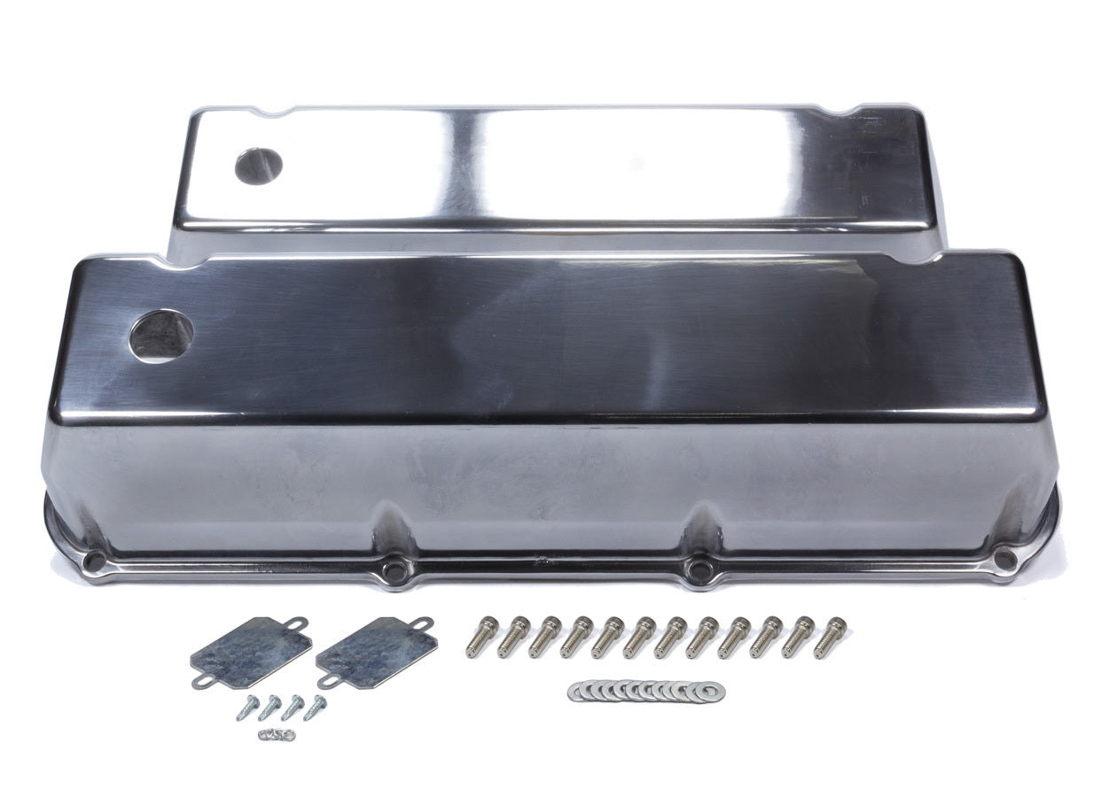MR. GASKET 6873G Big Block Ford Aluminum Valve Cover Set with Tall Design and Breather Holes, Polished Finish