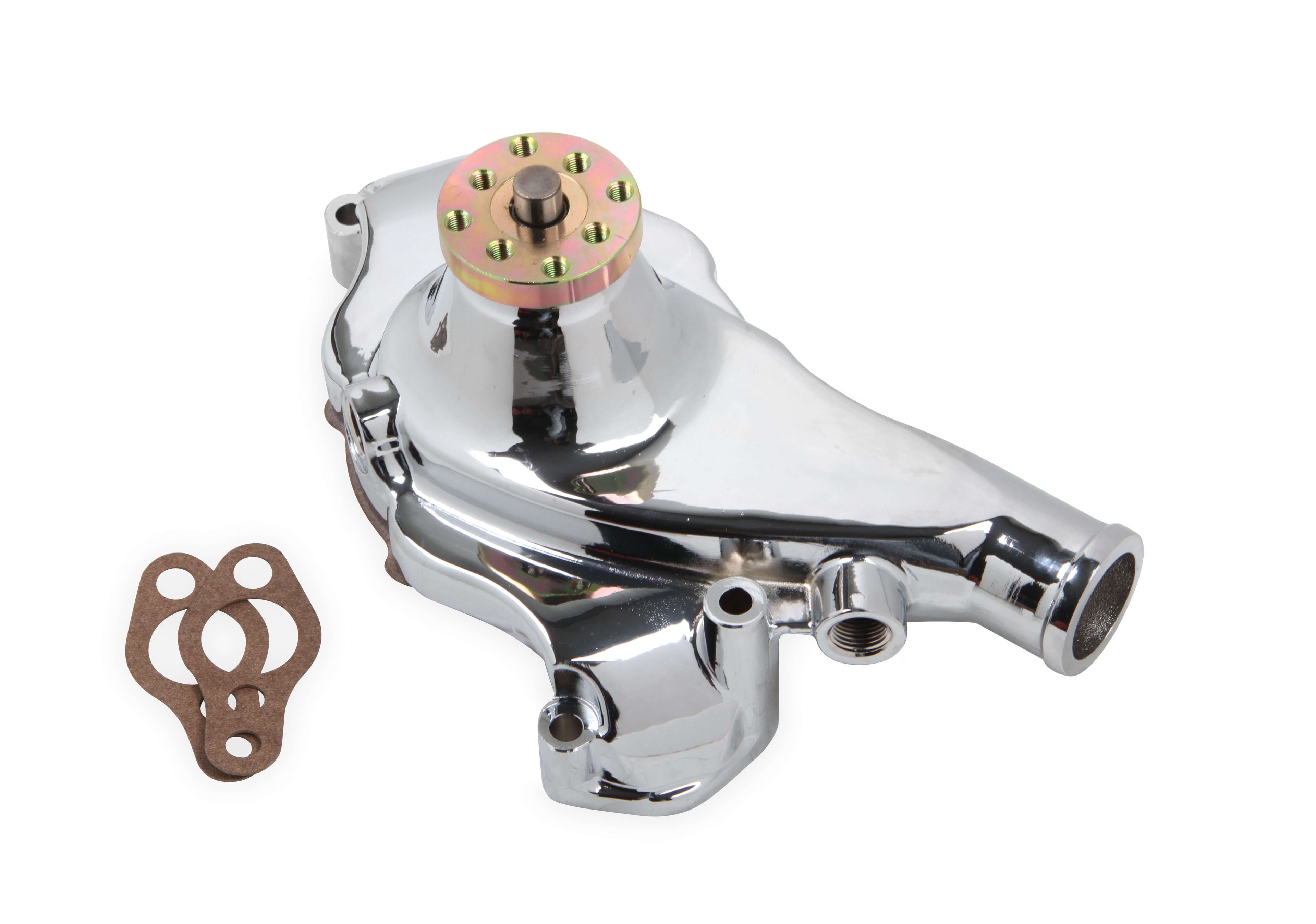 MR. GASKET 7014G Short Aluminum Water Pump for Small Block Chevy with Chrome Finish