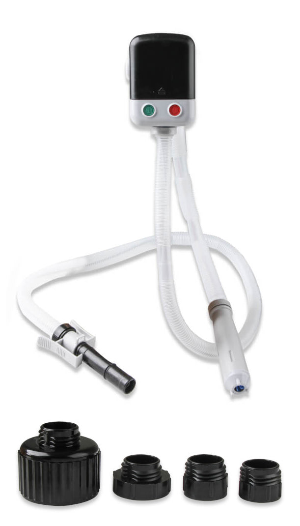 Mr. Gasket 8000MRG Fuel Transfer Pump Battery Operated with Jug Adapters and Hose Kit