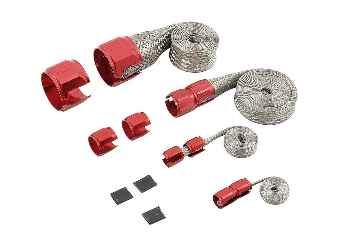 MR. GASKET 8090 Braided Stainless Hose and Wire Sleeve Kit for Fuel, Heater, and Radiator Hoses, Red and Silver Overbraid