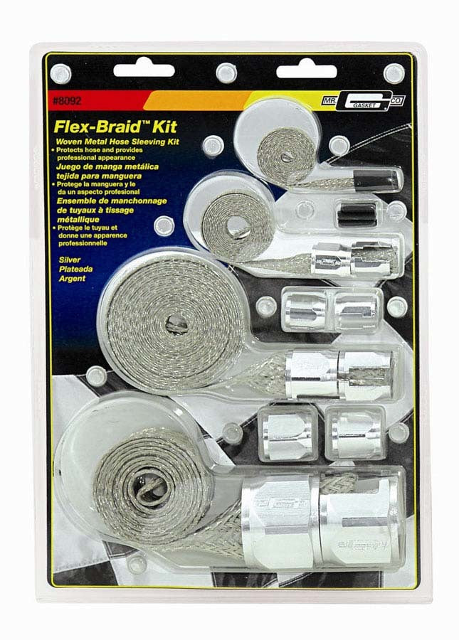 MR. GASKET 8092 Braided Stainless Overbraid Hose Sleeve Kit for Fuel, Heater, and Radiator Hoses