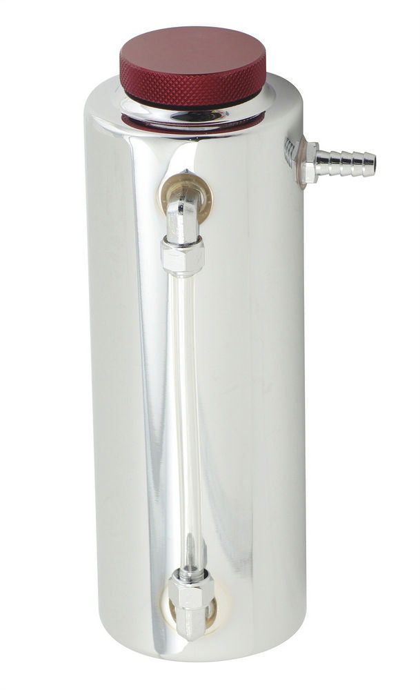 MR. GASKET 9135 Radiator Fluid Reservoir, 24 oz, Polished Aluminum with Drain Plug and 3/8 in Hose Barb Male Inlet