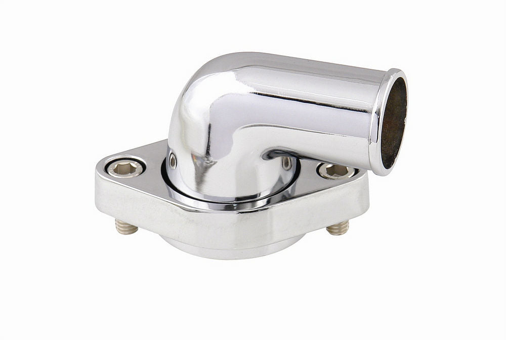 MR. GASKET Water Neck 9142G Chrome Aluminum 90 Degree Swivel with O-Ring for Small Block Chevy