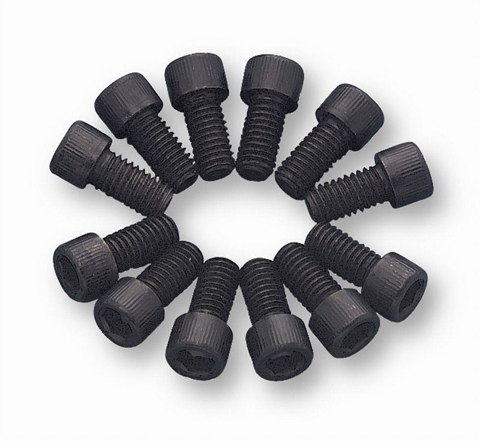 Mr. Gasket 916 Header Bolts, 3/8-16 Inch Thread, 0.75 Inch Length, Allen Head, Steel, Black Oxide Finish, AMC V8, GM V8, Mopar B and RB Series, Set of 12