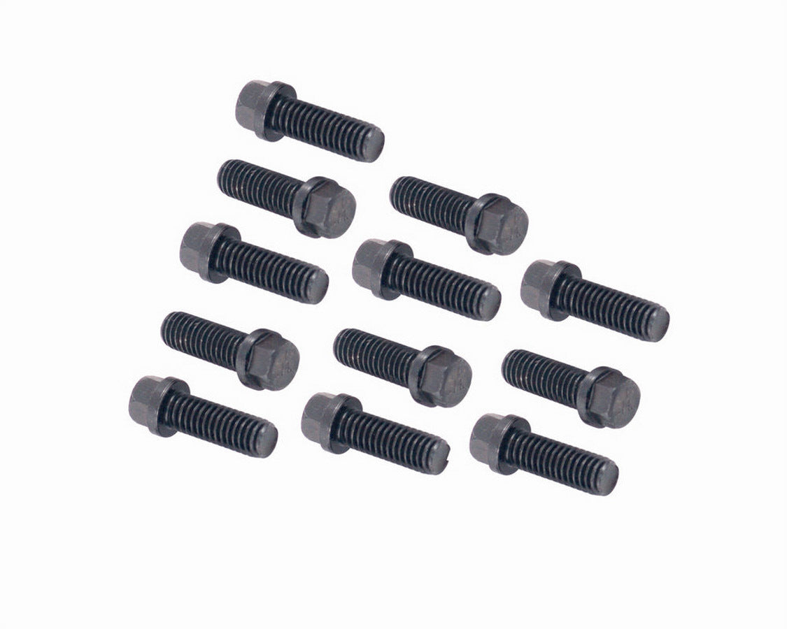 MR. GASKET 917 Header Bolts - 3/8-16 in Thread, 1 in Long, Steel, Black Oxide Finish, Set of 12