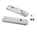 MR. GASKET 9415 Small Block Chevy Valve Cover with Ribbed Design, Chrome Finish, and Baffled Breather Hole