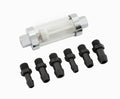 MR. GASKET 9706 Clear View Universal In-Line Fuel Filter with 100 Micron Synthetic Fiber Element, 1/4 to 3/8 Inch Hose Barb Connections