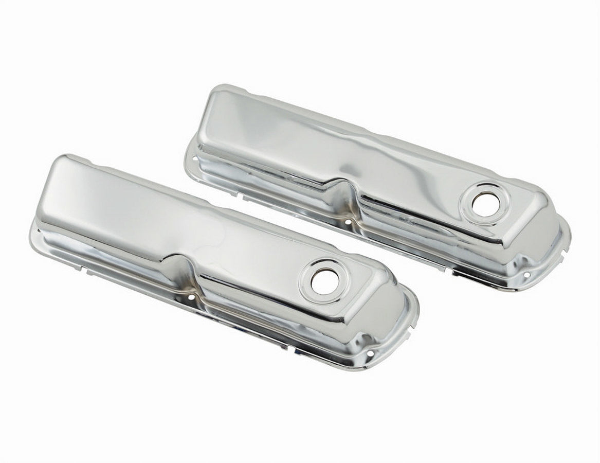 MR. GASKET Valve Cover Ford Small Block 289-351 Oem Height Chrome Steel Baffled with Breather Hole