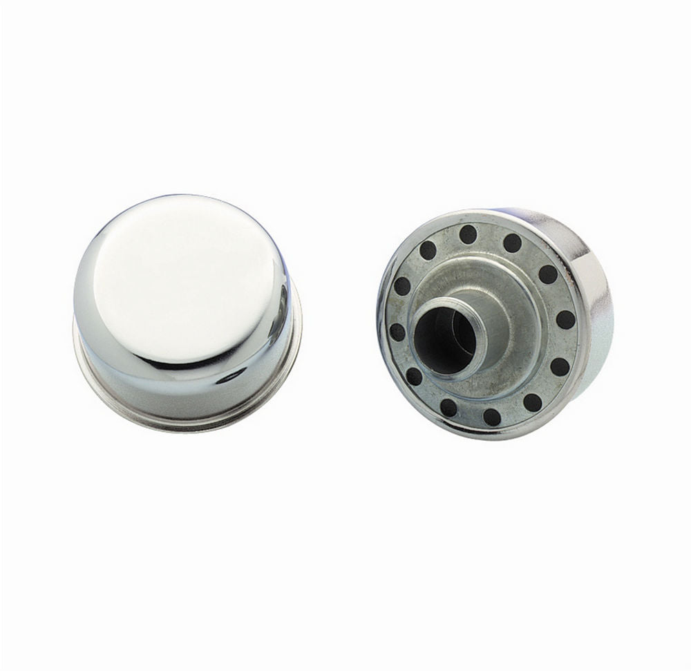 MR. GASKET 9810 Push-In Round Breather with 1-1/4 Inch Hole, Steel, Chrome Finish