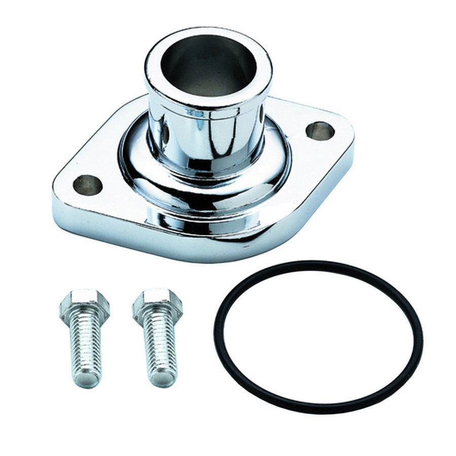 Mr. Gasket Water Neck 9845 Chrome Steel for Chevy V8 Engines, 1-1/2 Inch ID Hose, Includes Hardware