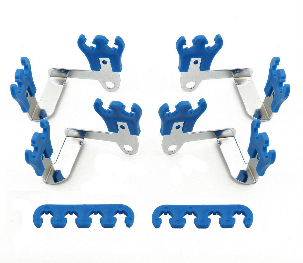 Mr. Gasket 9880 Deluxe Wire Loom Kit for Valve Cover Mount, 7-8 mm Spark Plug Wires, Blue Plastic Clip Style with Bracket