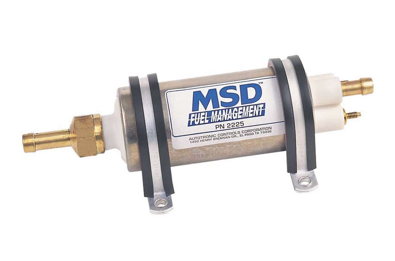 MSD Ignition 2225 Electric In-Line Fuel Pump, 45 GPH at 60 PSI, 3/8 Inch Hose Barb Inlet and Outlet