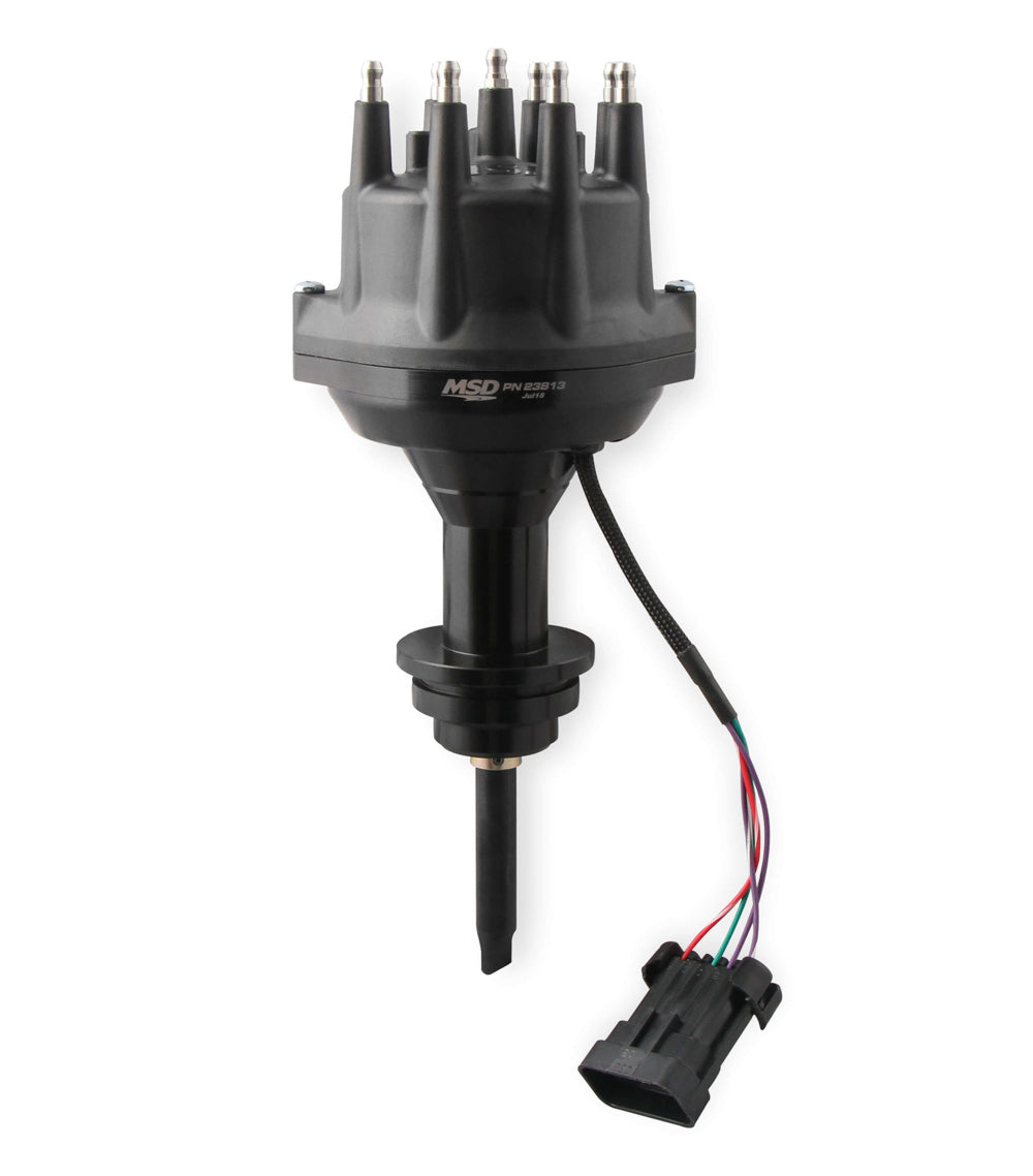 MSD Ignition 23813 Distributor for Small Block Mopar, Dual Sync EFI, Hall Effect, Electronic Advance, HEI Terminal, Black Finish